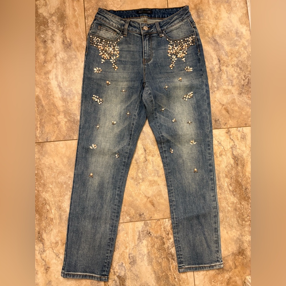 NWOT Boston Proper Rhinestone Embellished Stretch Denim Jeans Women’s Size 6
